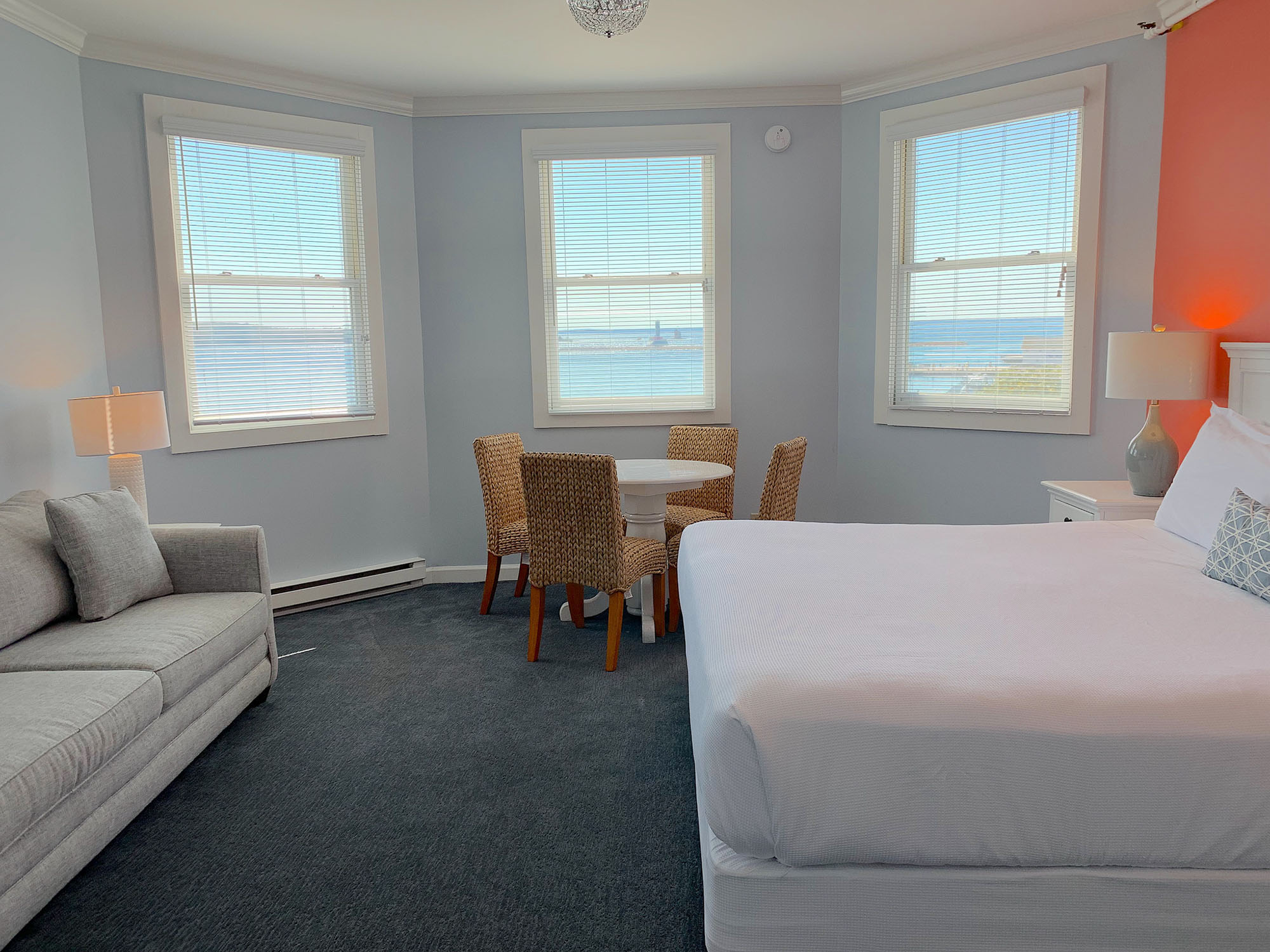 Premium View King Room with sofa at the Island House Hotel on Mackinac Island, MI