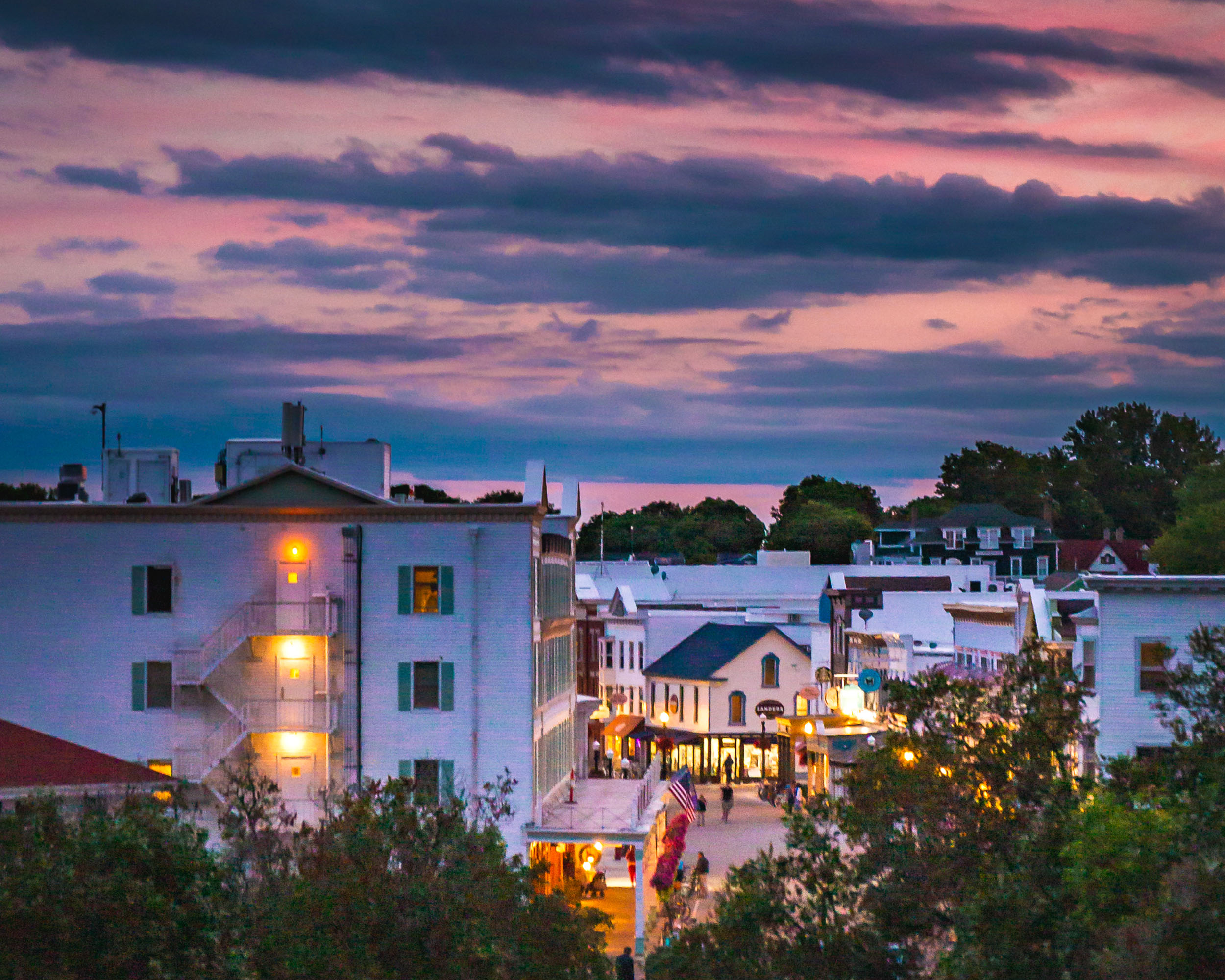 Island House Hotel Mackinac Island Fall Getaway - Overlooking Main Street with Beautiful Sunset